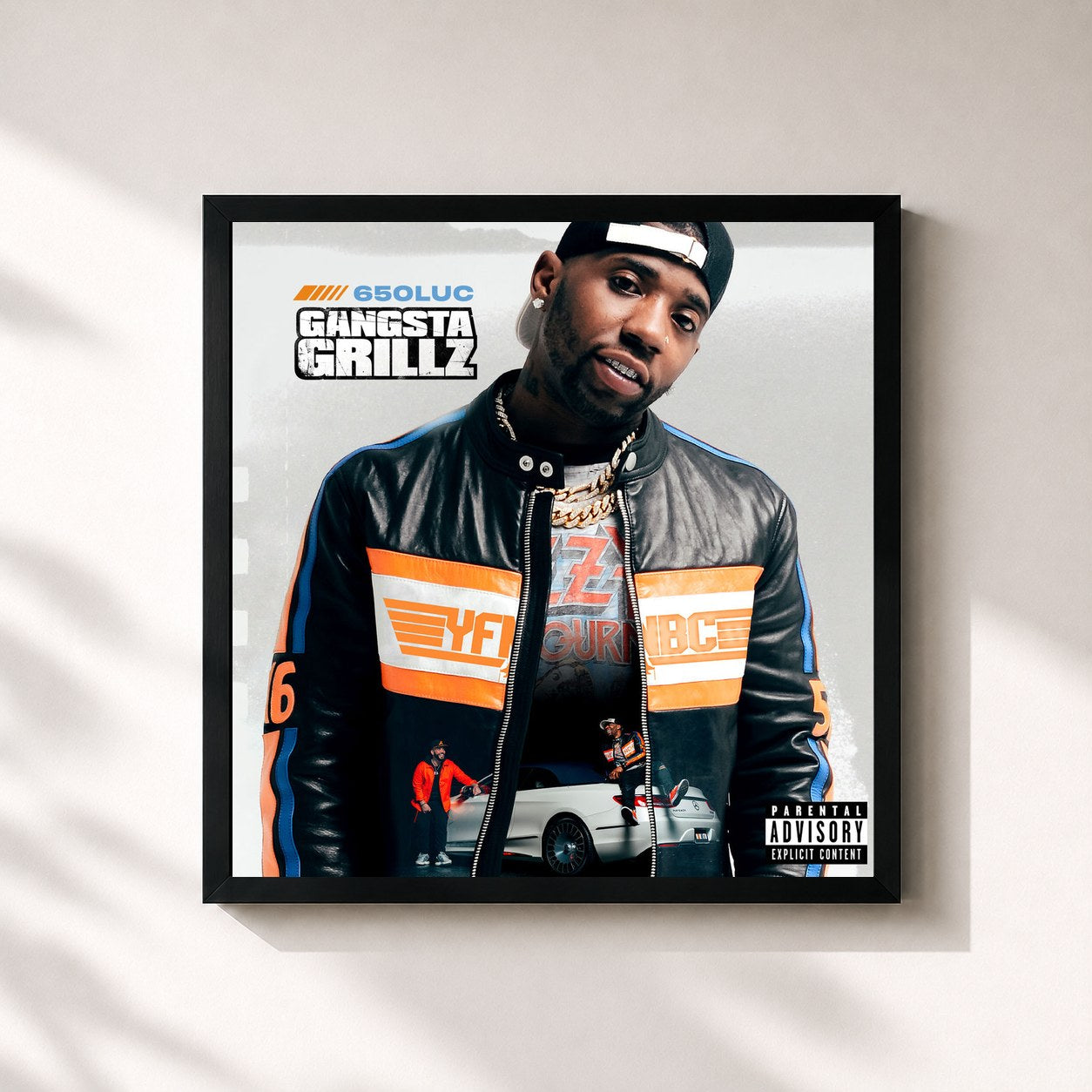 #noir Tableau carré de l'album 650Luc: Gangsta Grillz de YFN Lucci, cadre noir 32x32 cm