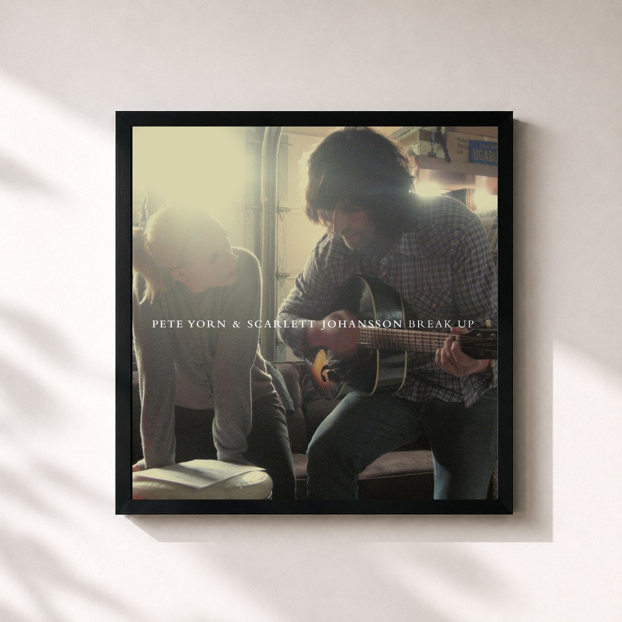 #noir Tableau carré de l'album Break Up de Pete Yorn, cadre noir 32x32 cm