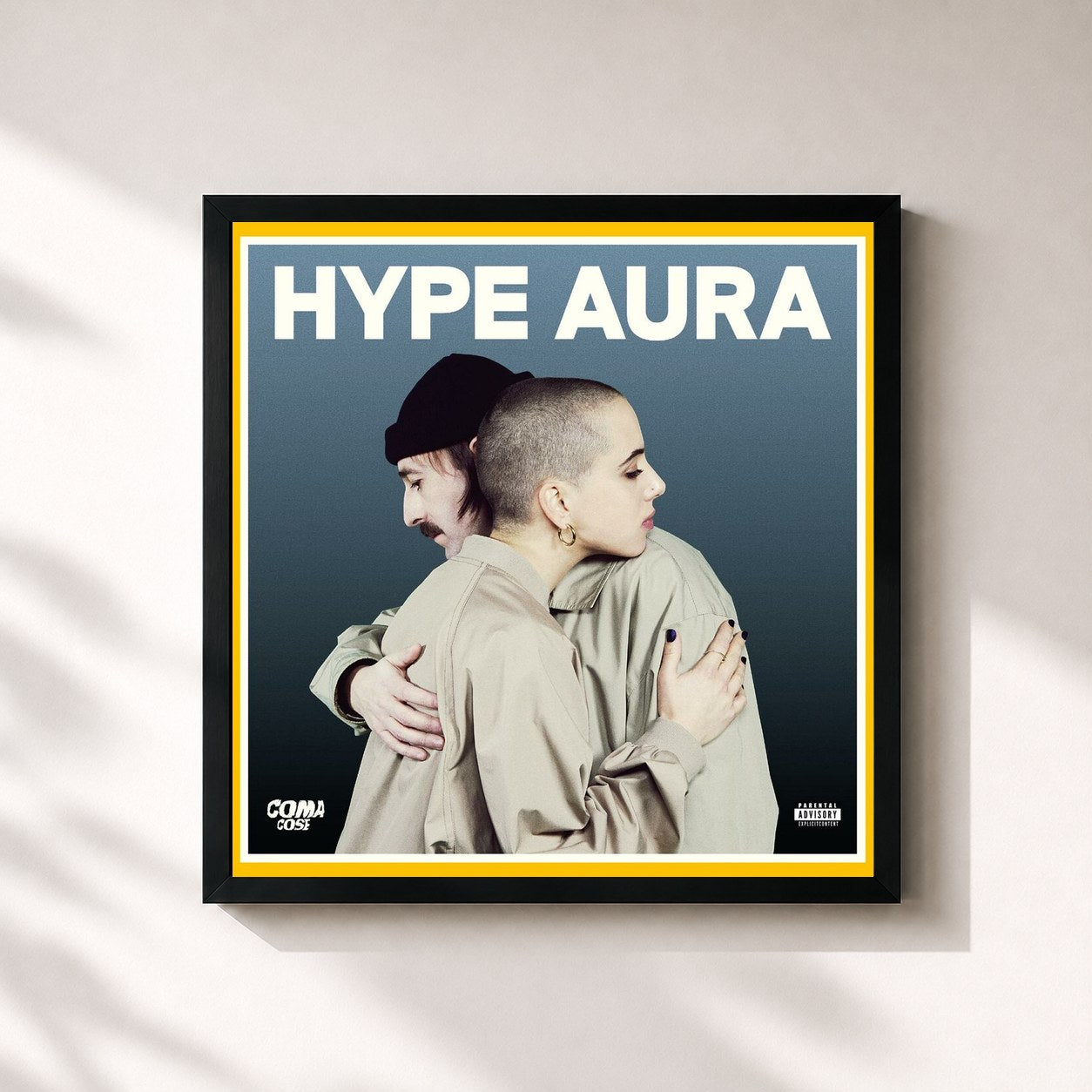 #noir Tableau carré de l'album HYPE AURA de Coma_Cose, cadre noir 32x32 cm
