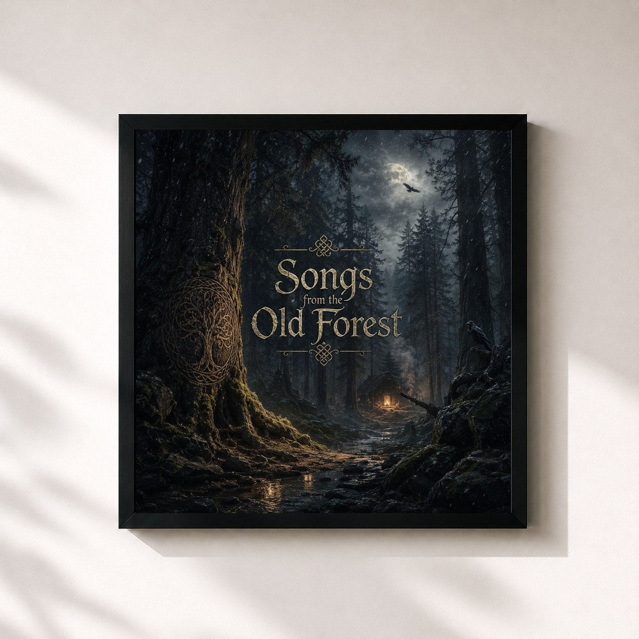 #noir Tableau carré de l'album Songs from the Old Forest de Soraya, cadre noir 32x32 cm