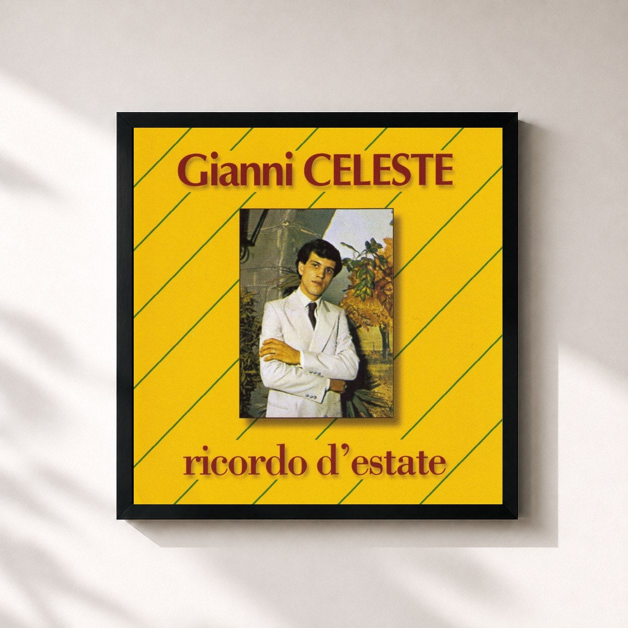 #noir Tableau carré de l'album Ricordo D'Estate de Gianni Celeste, cadre noir 32x32 cm