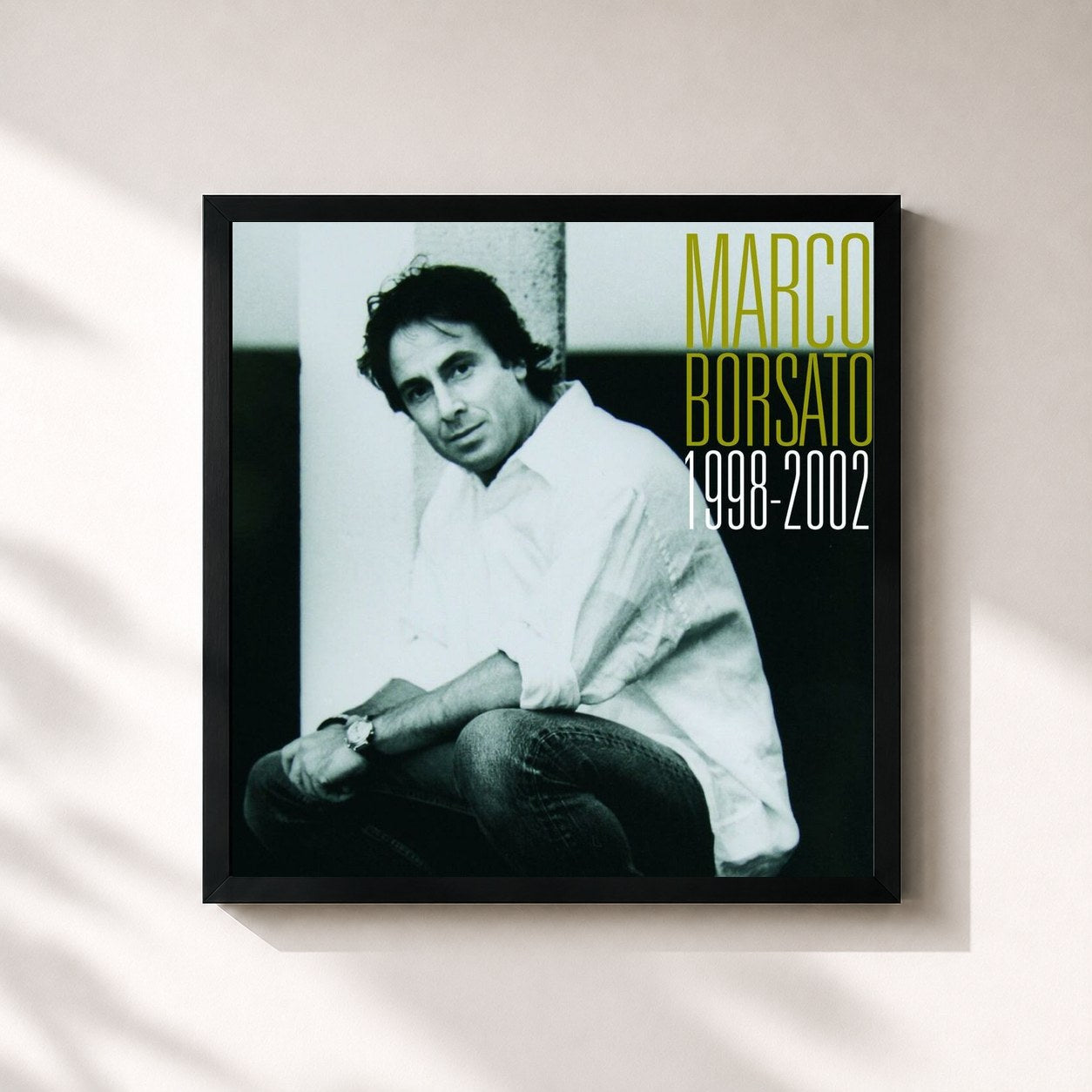 #noir Tableau carré de l'album Marco Borsato 1998 - 2002 de Marco Borsato, cadre noir 32x32 cm