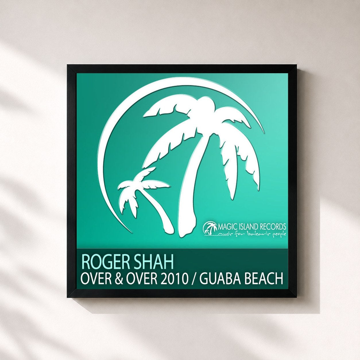 #noir Tableau carré de l'album Over & Over 2010 / Guaba Beach de Roger Shah, cadre noir 32x32 cm
