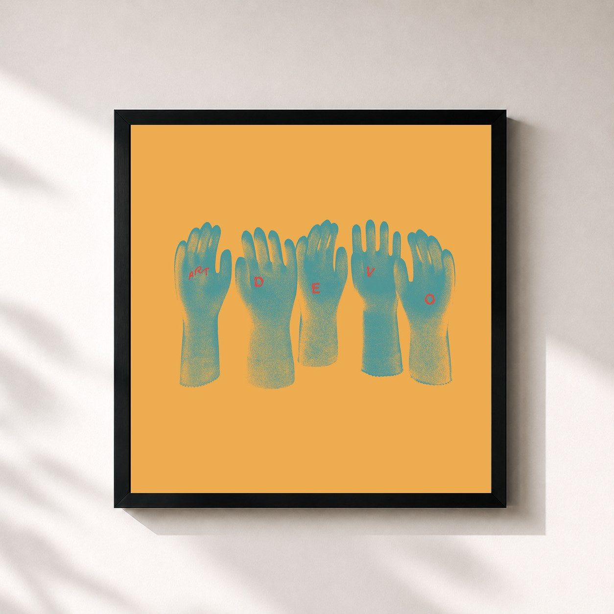 #noir Tableau carré de l'album Art Devo de DEVO, cadre noir 32x32 cm