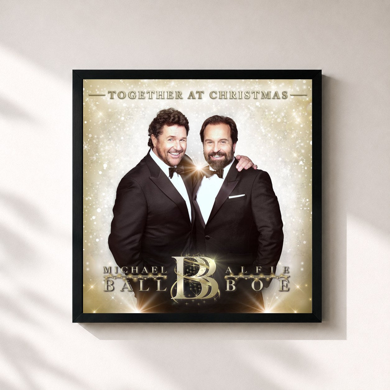 #noir Tableau carré de l'album Together At Christmas de Michael Ball, cadre noir 32x32 cm