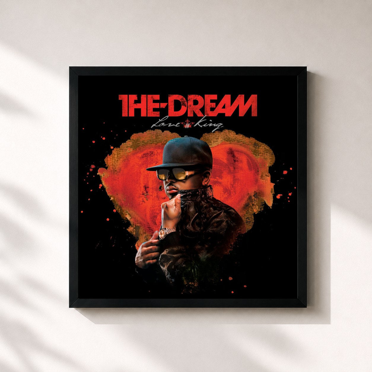 #noir Tableau carré de l'album Love King (Edited Version) de THE-DREAM, cadre noir 32x32 cm
