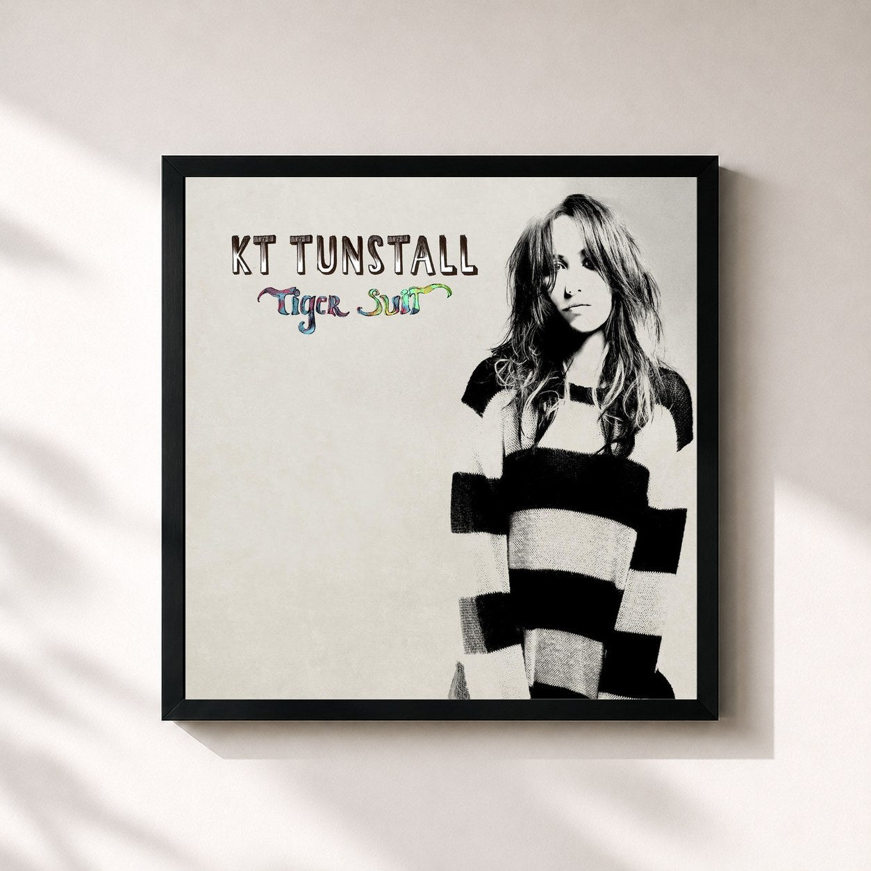 #noir Tableau carré de l'album Tiger Suit de KT Tunstall, cadre noir 32x32 cm