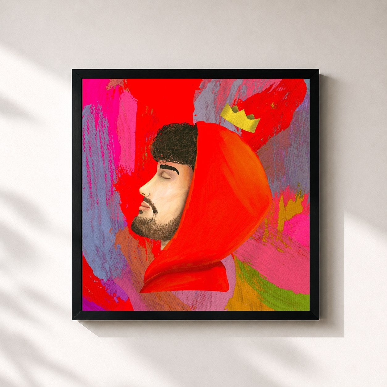 #noir Tableau carré de l'album They Call Me Tiago de Tiagz, cadre noir 32x32 cm