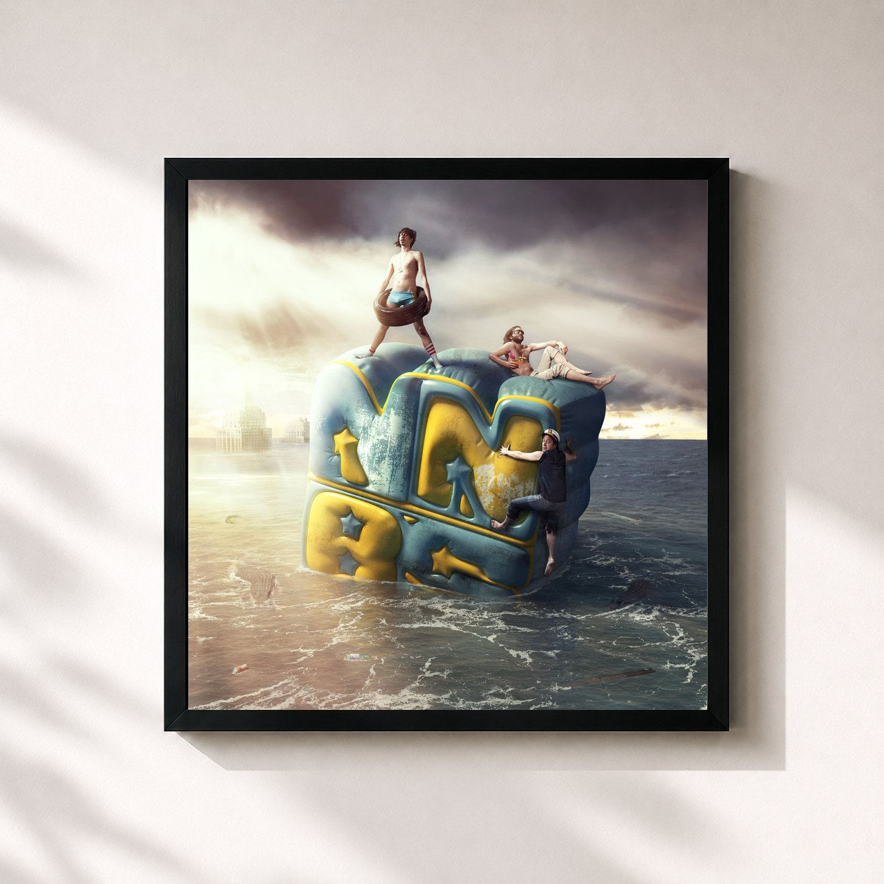 #noir Tableau carré de l'album La Onda de Naive New Beaters, cadre noir 32x32 cm