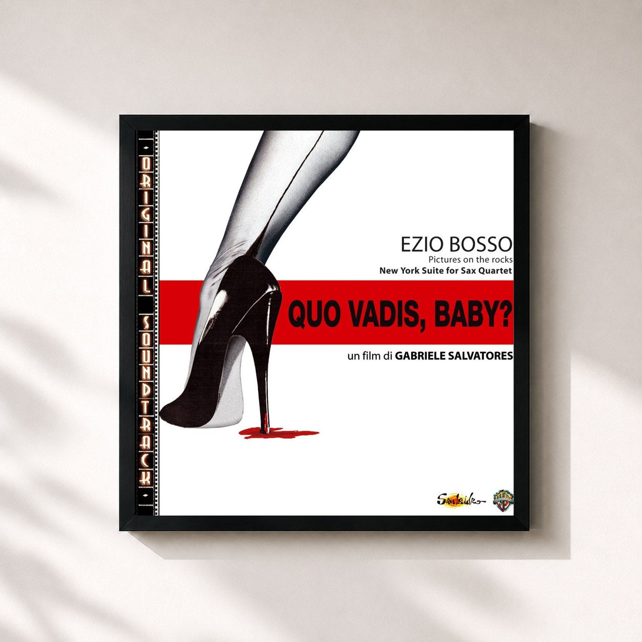 #noir Tableau carré de l'album O.S.T. Quo Vadis, Baby? de Ezio Bosso, cadre noir 32x32 cm