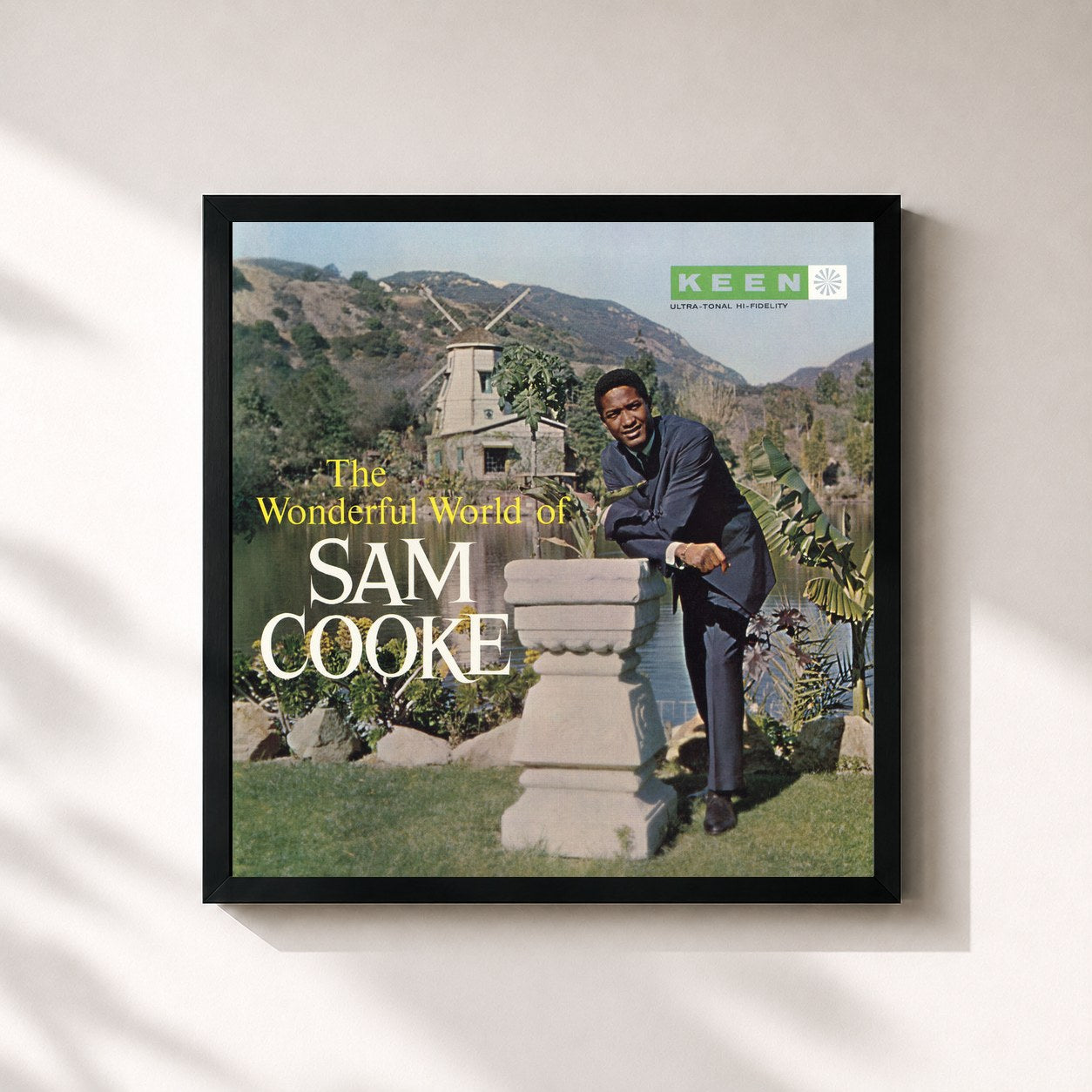 #noir Tableau carré de l'album The Wonderful World Of Sam Cooke de Sam Cooke, cadre noir 32x32 cm