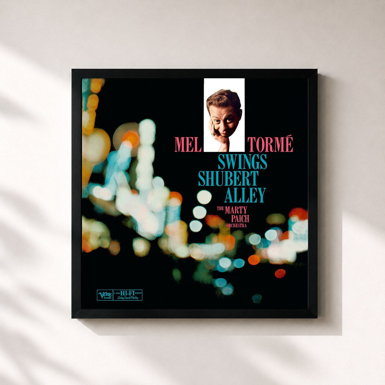 #noir Tableau carré de l'album Mel Torme: Swings Shubert Alley de Mel Tormé, cadre noir 32x32 cm