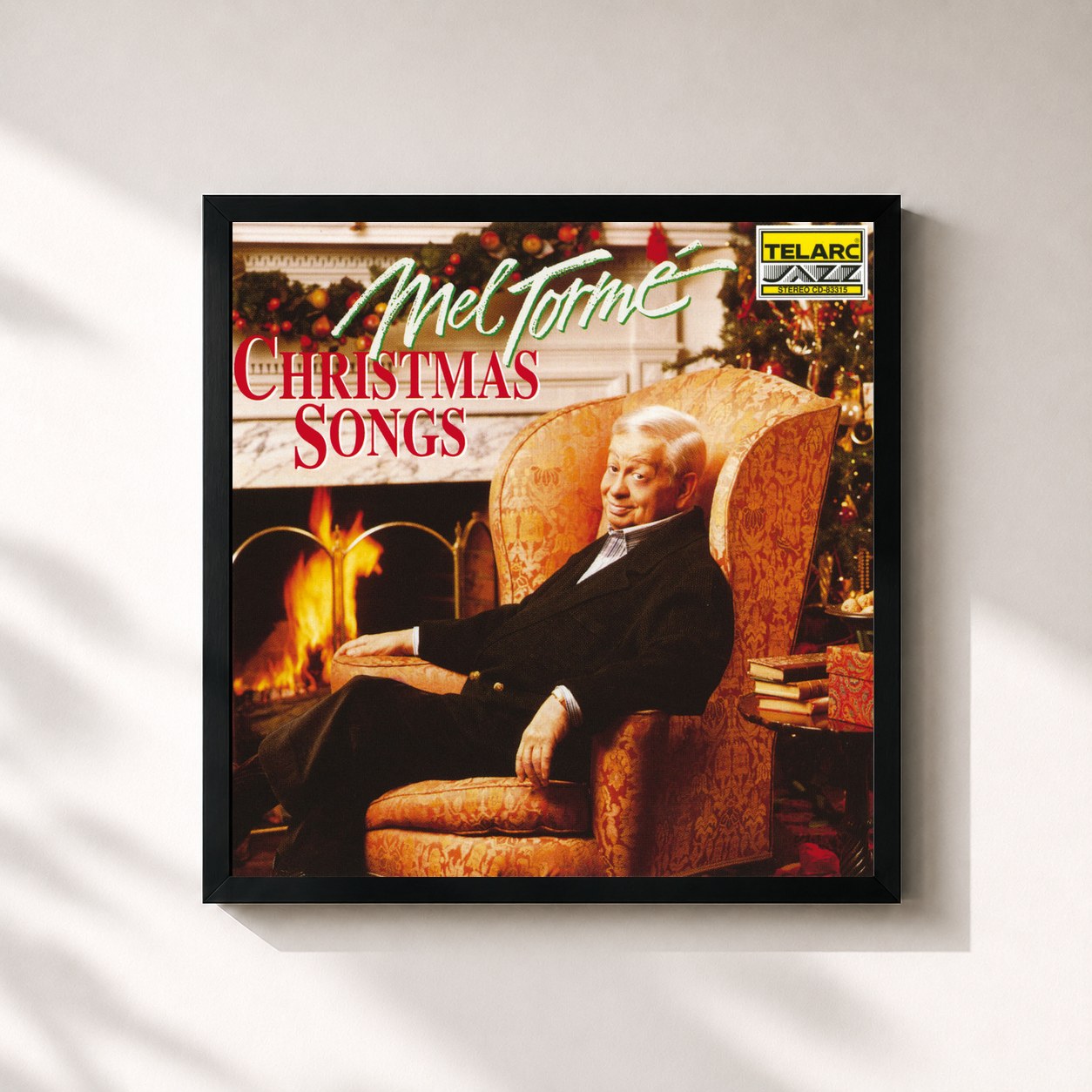#noir Tableau carré de l'album Christmas Songs de Mel Tormé, cadre noir 32x32 cm