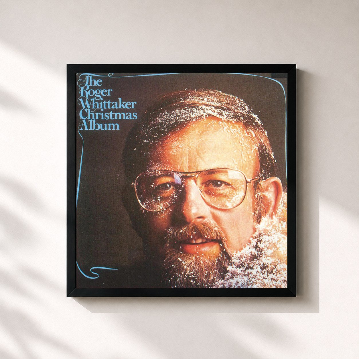 #noir Tableau carré de l'album The Roger Whittaker Christmas Album de Roger Whittaker, cadre noir 32x32 cm