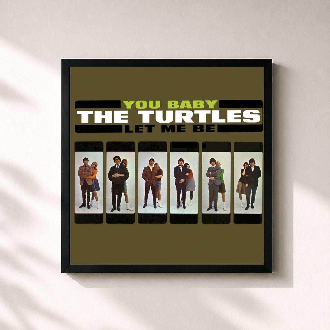 #noir Tableau carré de l'album You Baby (Deluxe Version) de The Turtles, cadre noir 32x32 cm