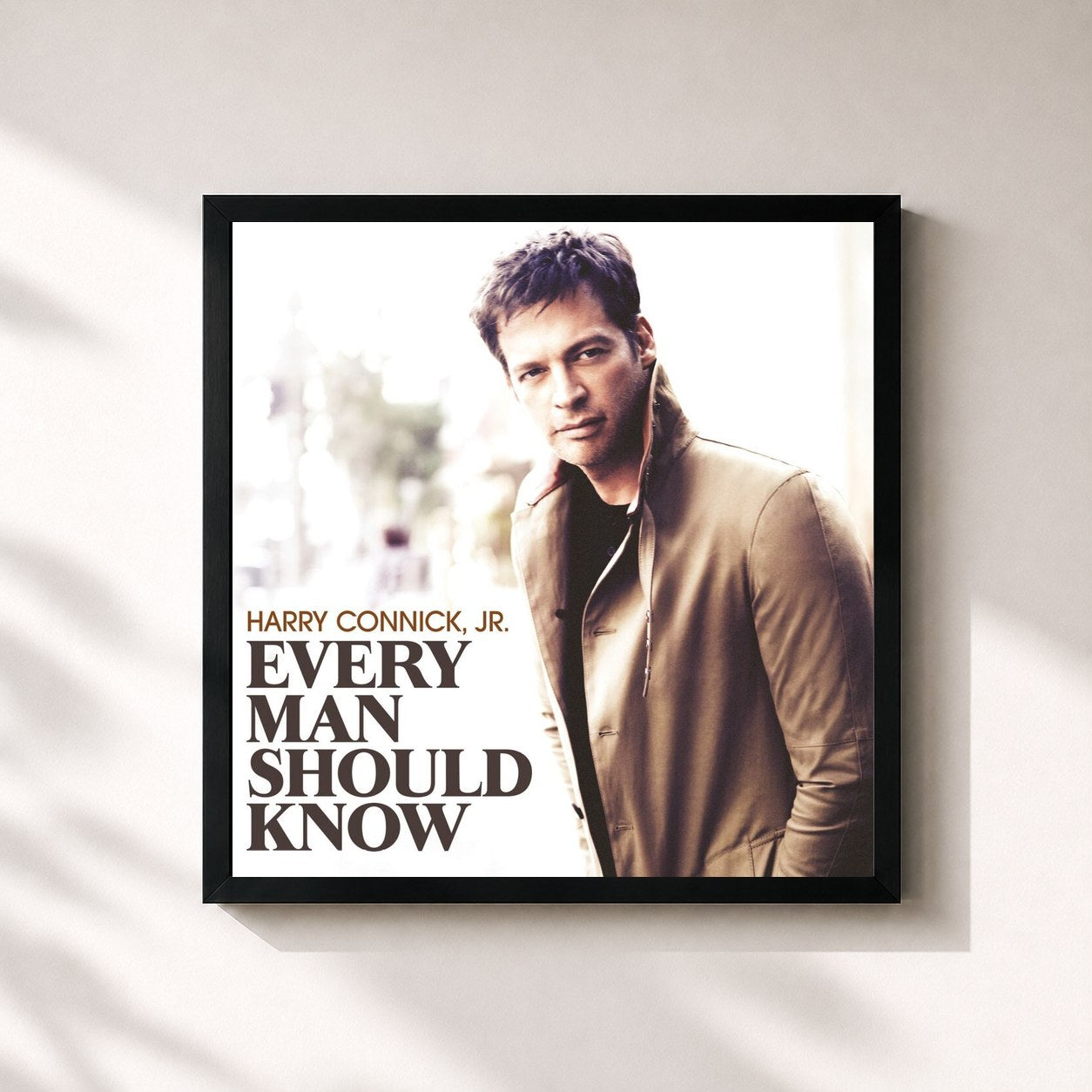 #noir Tableau carré de l'album Every Man Should Know de Harry Connick Jr., cadre noir 32x32 cm