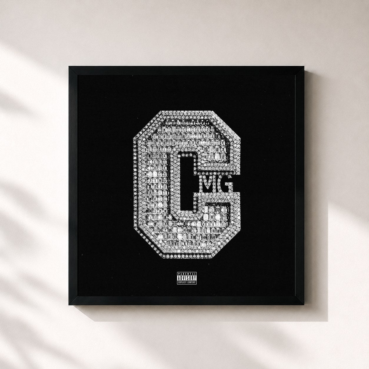 #noir Tableau carré de l'album Gangsta Art de Yo Gotti, cadre noir 32x32 cm