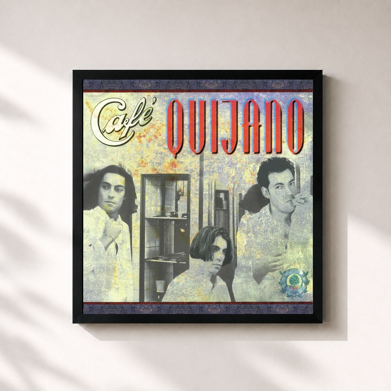 #noir Tableau carré de l'album Café Quijano de Café Quijano, cadre noir 32x32 cm