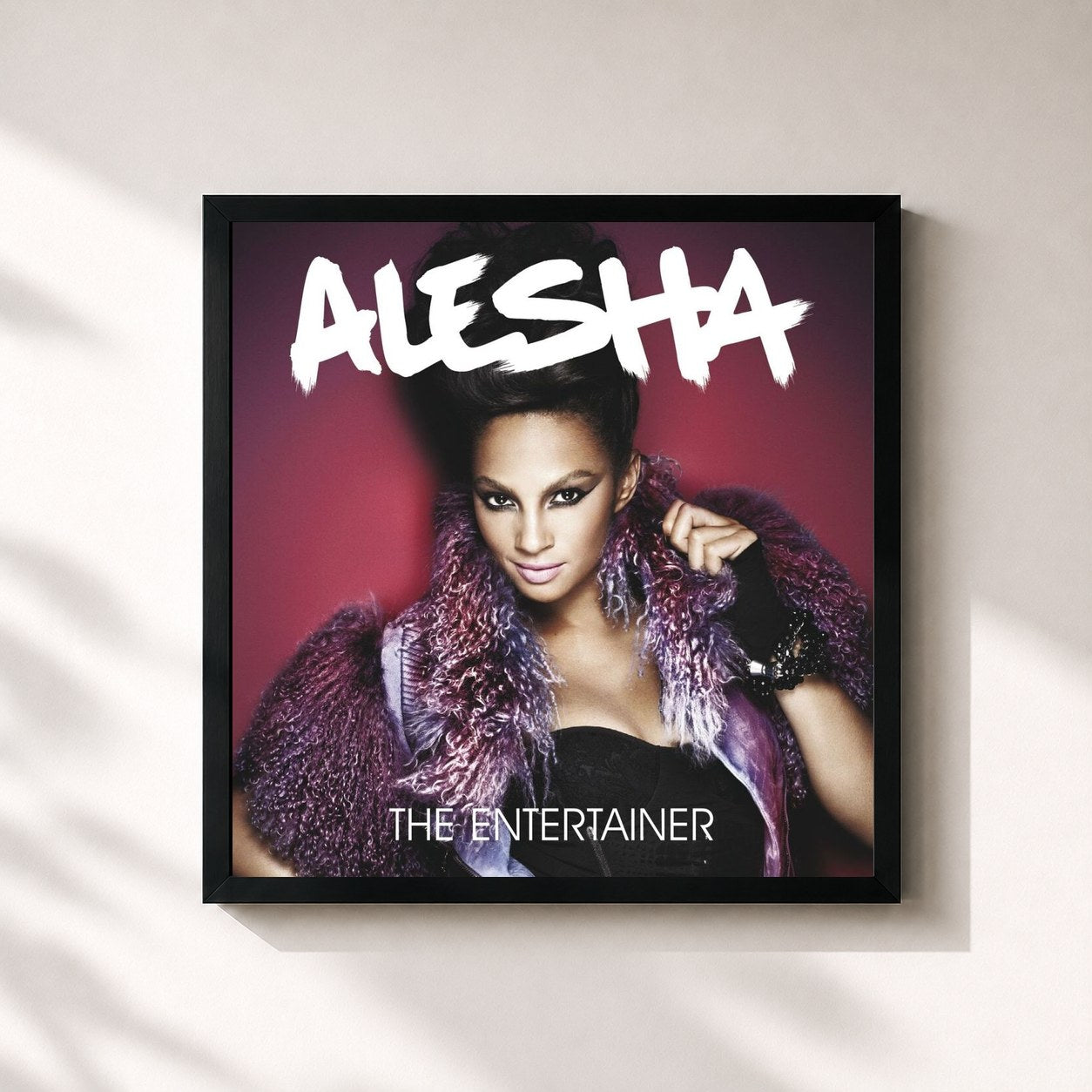 #noir Tableau carré de l'album The Entertainer de Alesha Dixon, cadre noir 32x32 cm