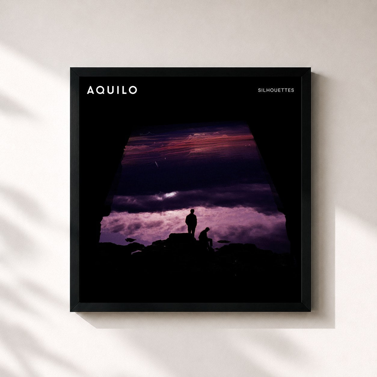 #noir Tableau carré de l'album Silhouettes de Aquilo, cadre noir 32x32 cm
