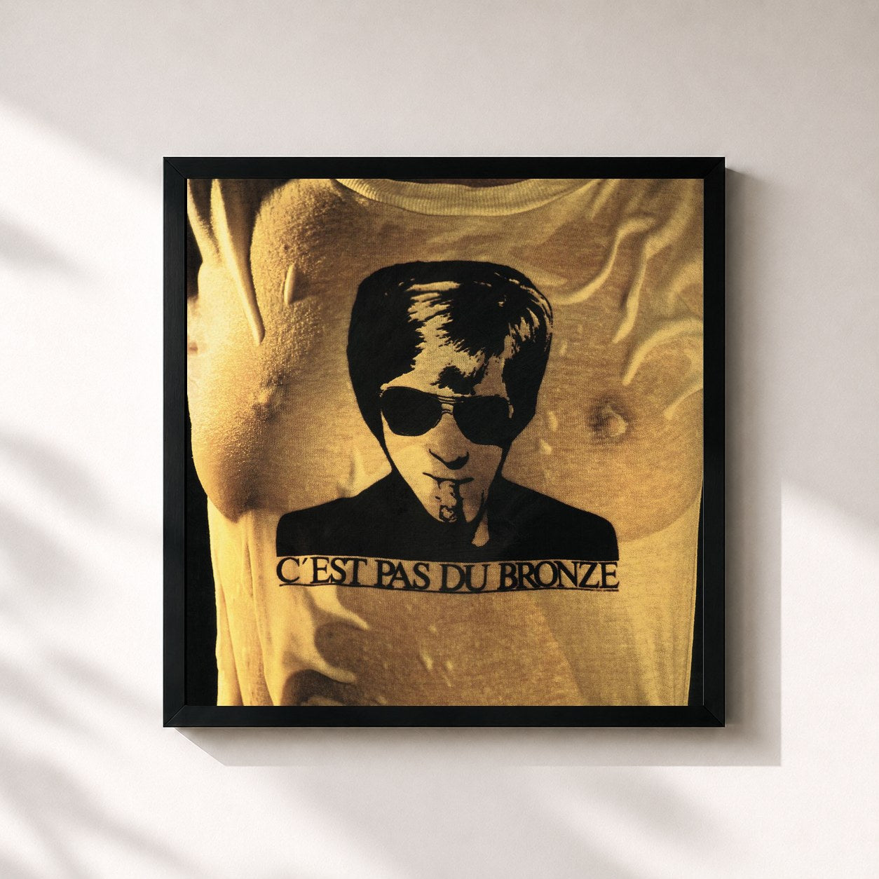 #noir Tableau carré de l'album C'est pas du bronze de Jacques Dutronc, cadre noir 32x32 cm