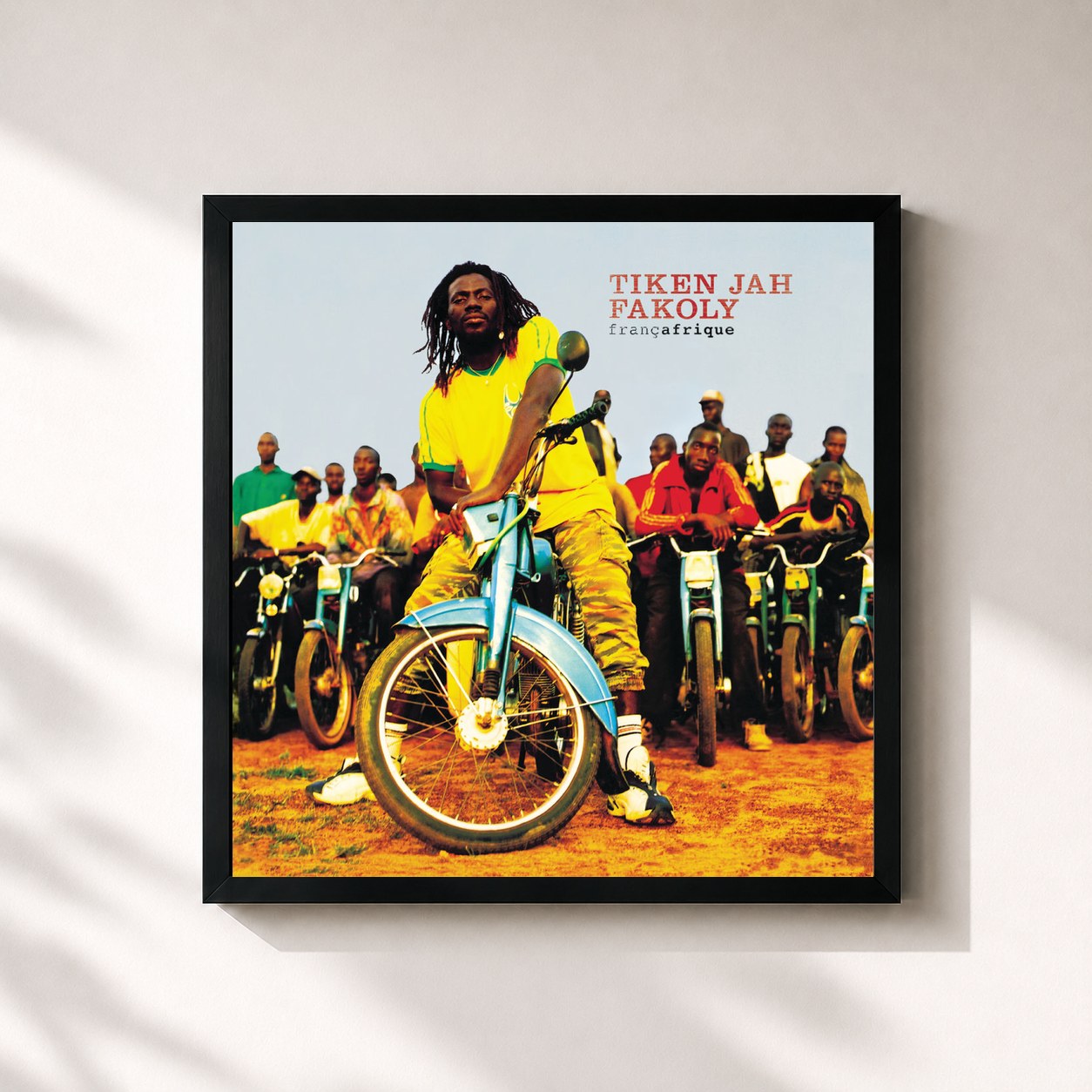 #noir Tableau carré de l'album Francafrique de Tiken Jah Fakoly, cadre noir 32x32 cm