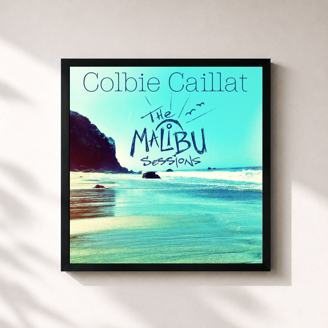 #noir Tableau carré de l'album The Malibu Sessions de Colbie Caillat, cadre noir 32x32 cm