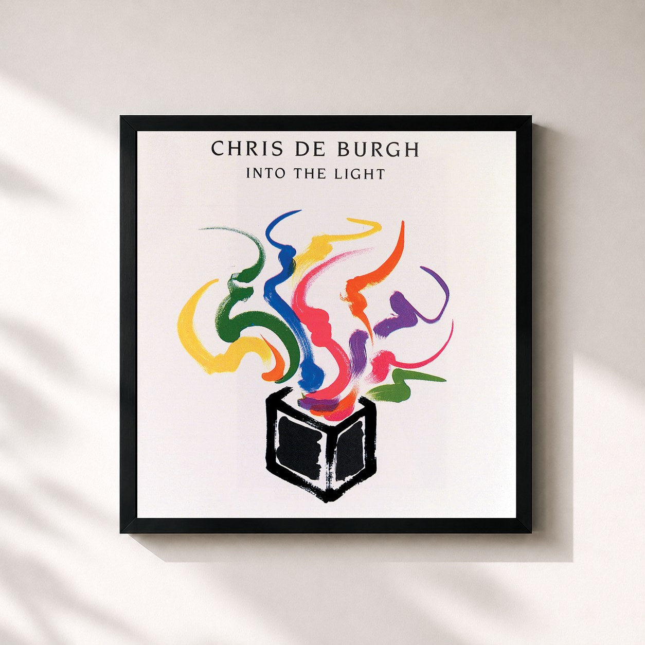 #noir Tableau carré de l'album Into The Light (Reissue) de Chris de Burgh, cadre noir 32x32 cm