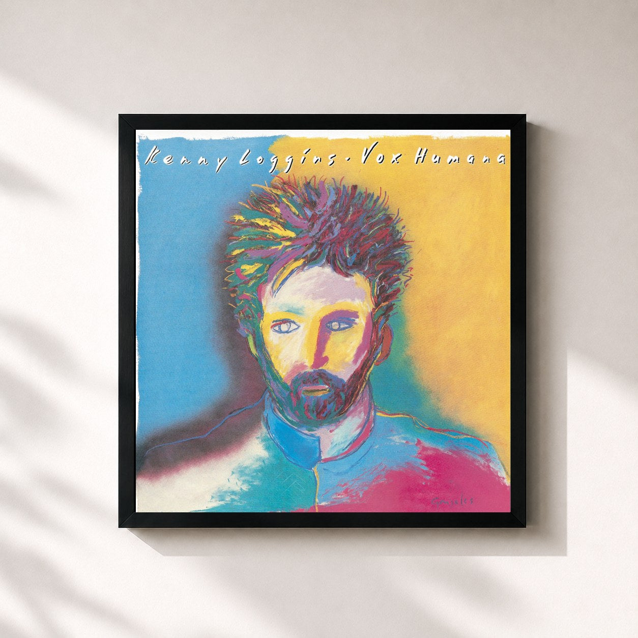 #noir Tableau carré de l'album Vox Humana de Kenny Loggins, cadre noir 32x32 cm