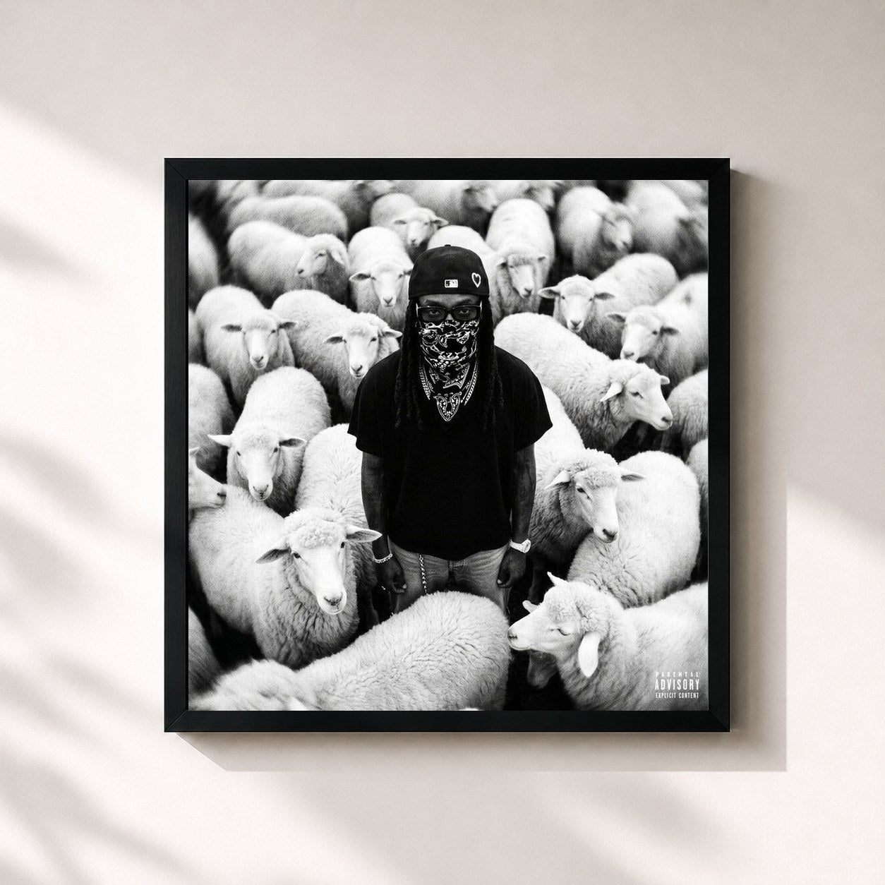 #noir Tableau carré de l'album GIANT de K Camp, cadre noir 32x32 cm