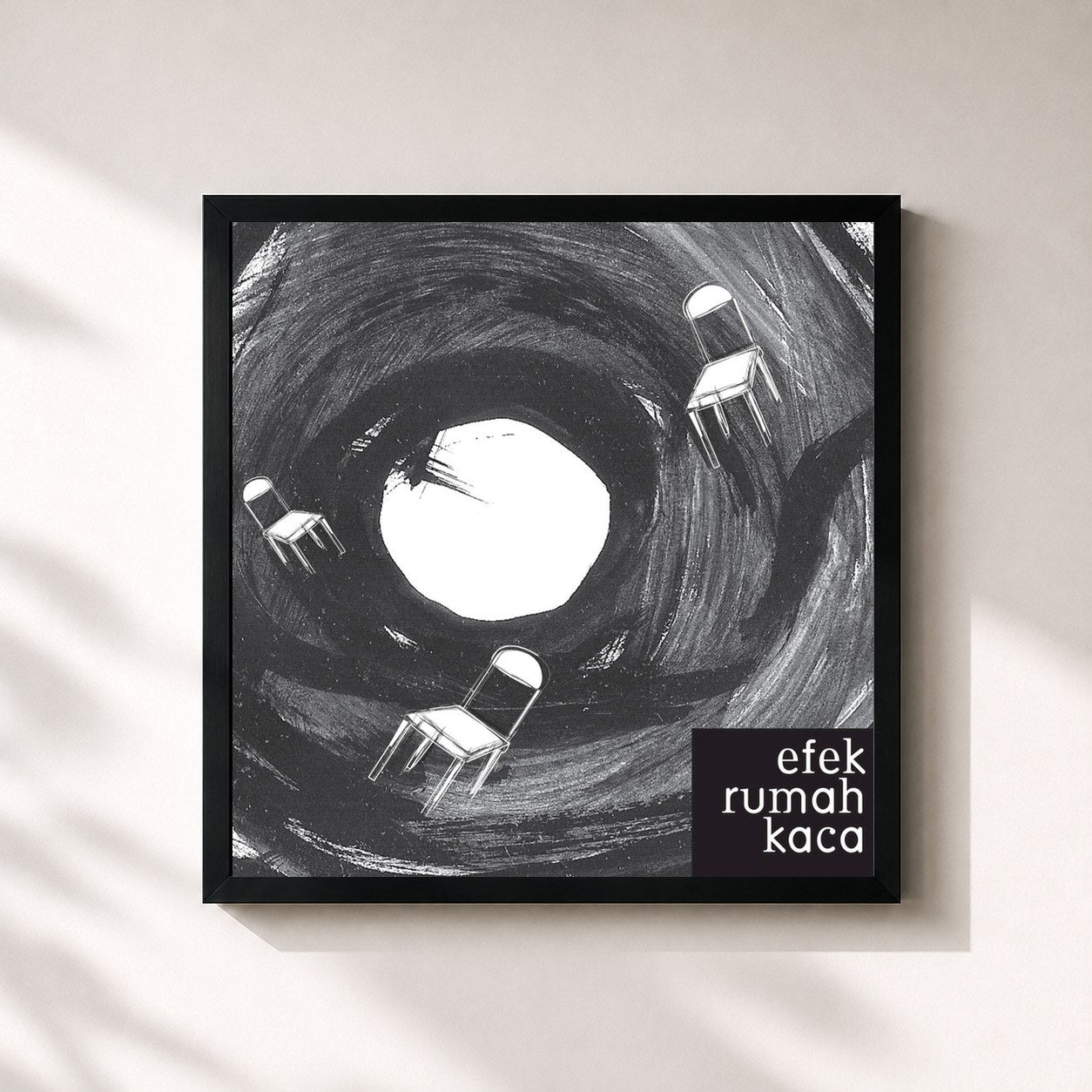 #noir Tableau carré de l'album Efek Rumah Kaca de Efek Rumah Kaca, cadre noir 32x32 cm