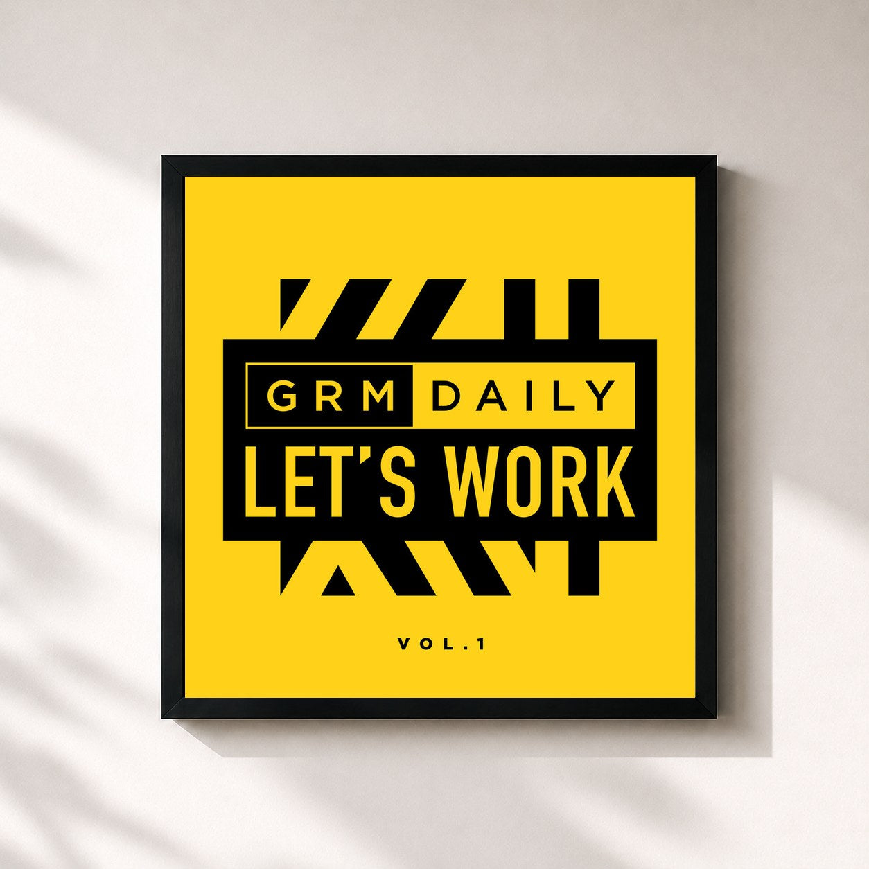 #noir Tableau carré de l'album Let's Work (Vol.1) de GRM Daily, cadre noir 32x32 cm