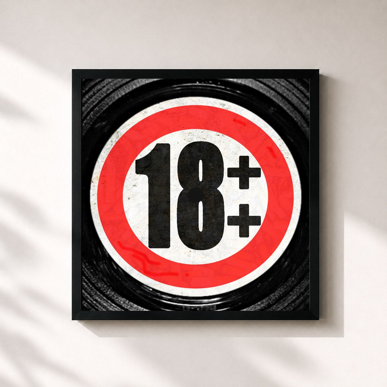#noir Tableau carré de l'album 18++ de z++, cadre noir 32x32 cm