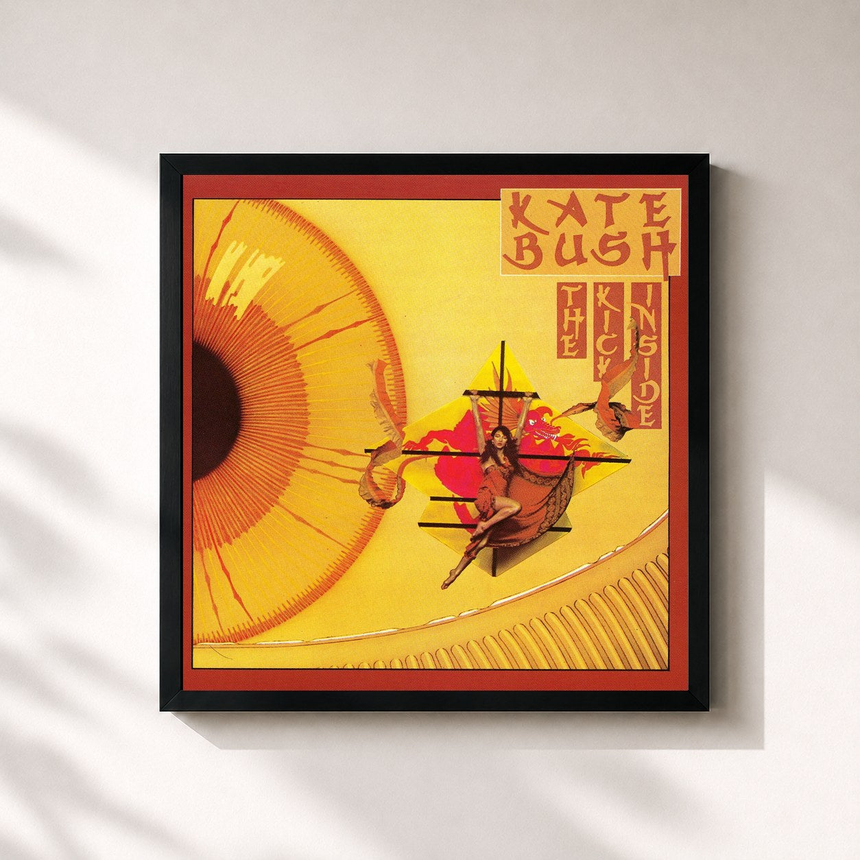 #noir Tableau carré de l'album The Kick Inside de Kate Bush, cadre noir 32x32 cm