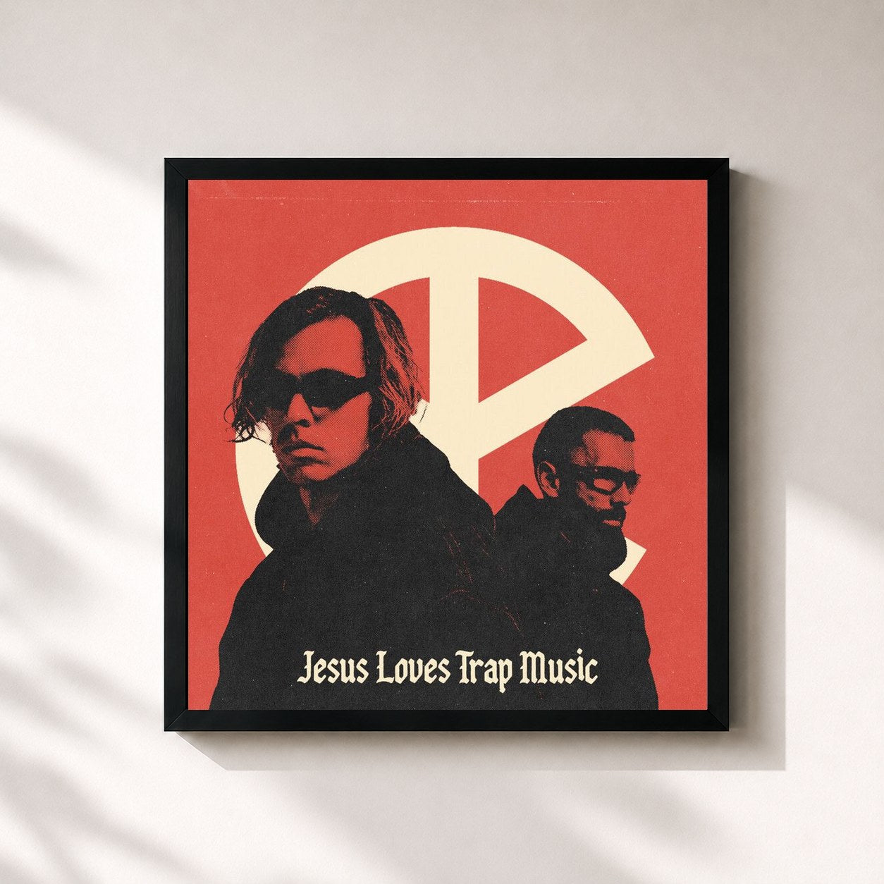 #noir Tableau carré de l'album Jesus Loves Trap Music de Yellow Claw, cadre noir 32x32 cm