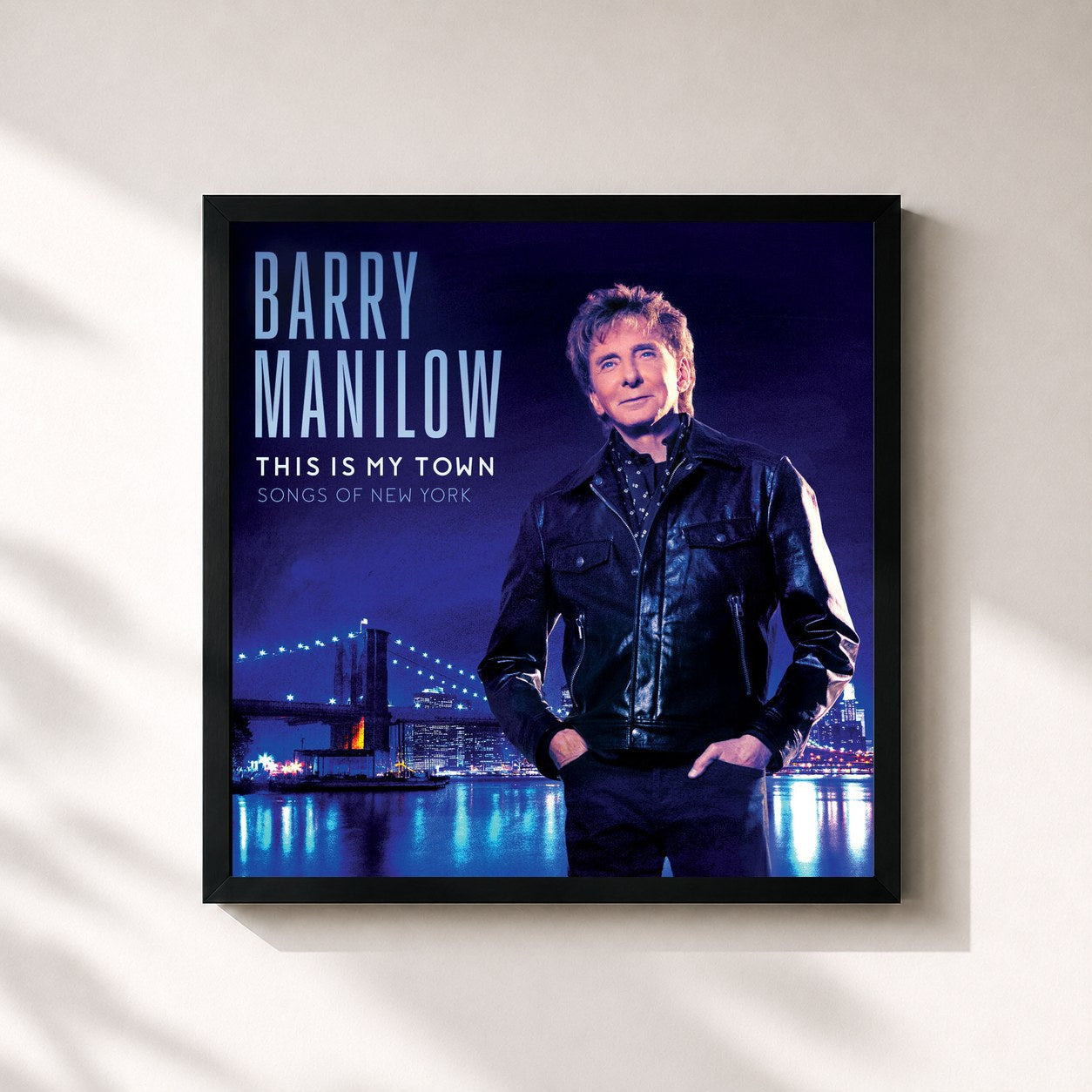 #noir Tableau carré de l'album This Is My Town: Songs Of New York de Barry Manilow, cadre noir 32x32 cm