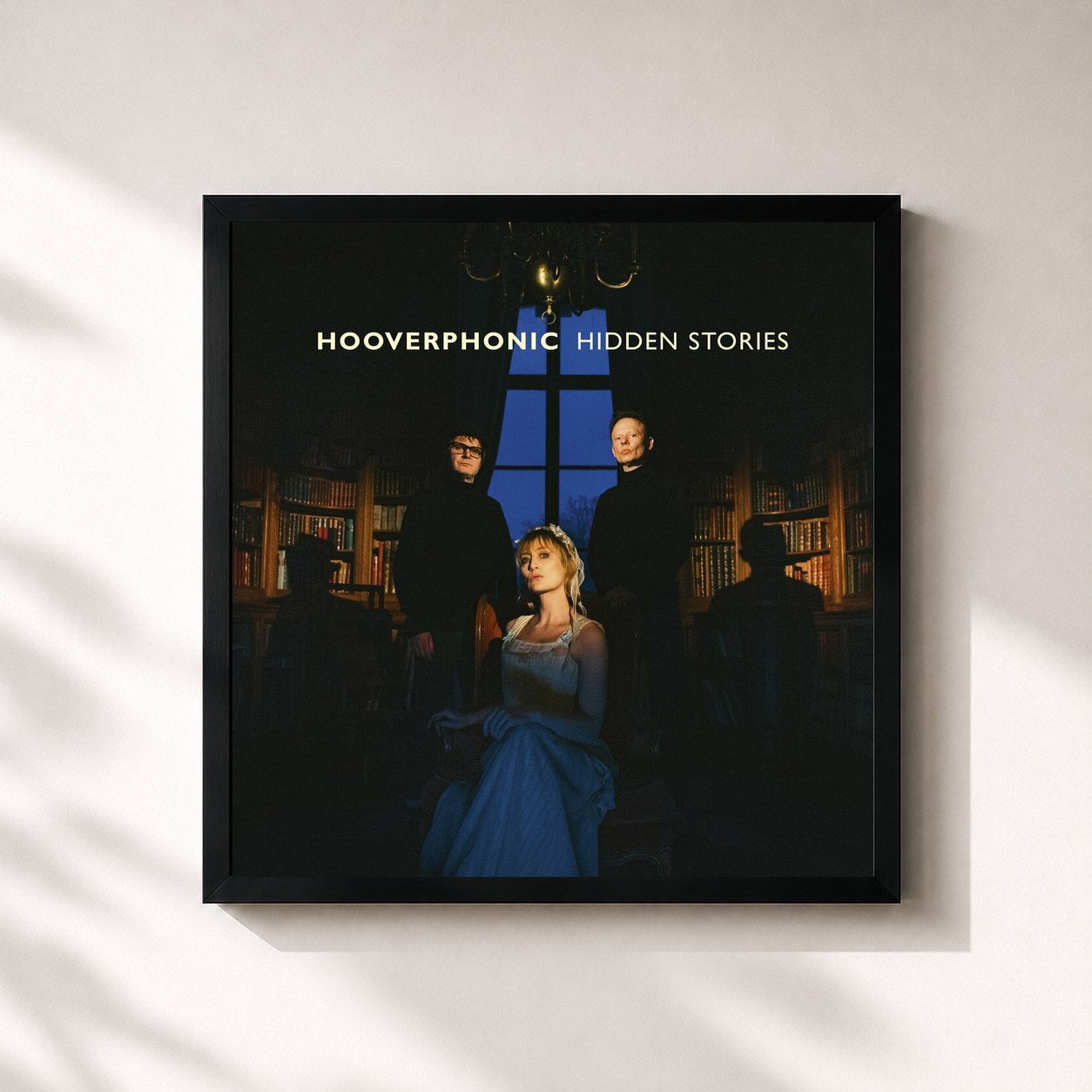 #noir Tableau carré de l'album Hidden Stories de Hooverphonic, cadre noir 32x32 cm