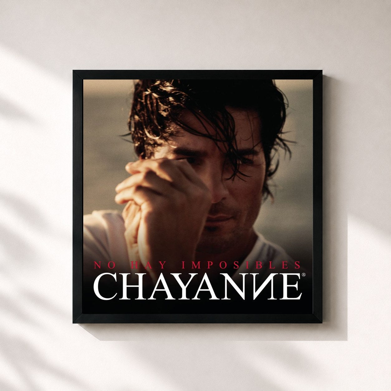 #noir Tableau carré de l'album No Hay Imposibles de Chayanne, cadre noir 32x32 cm