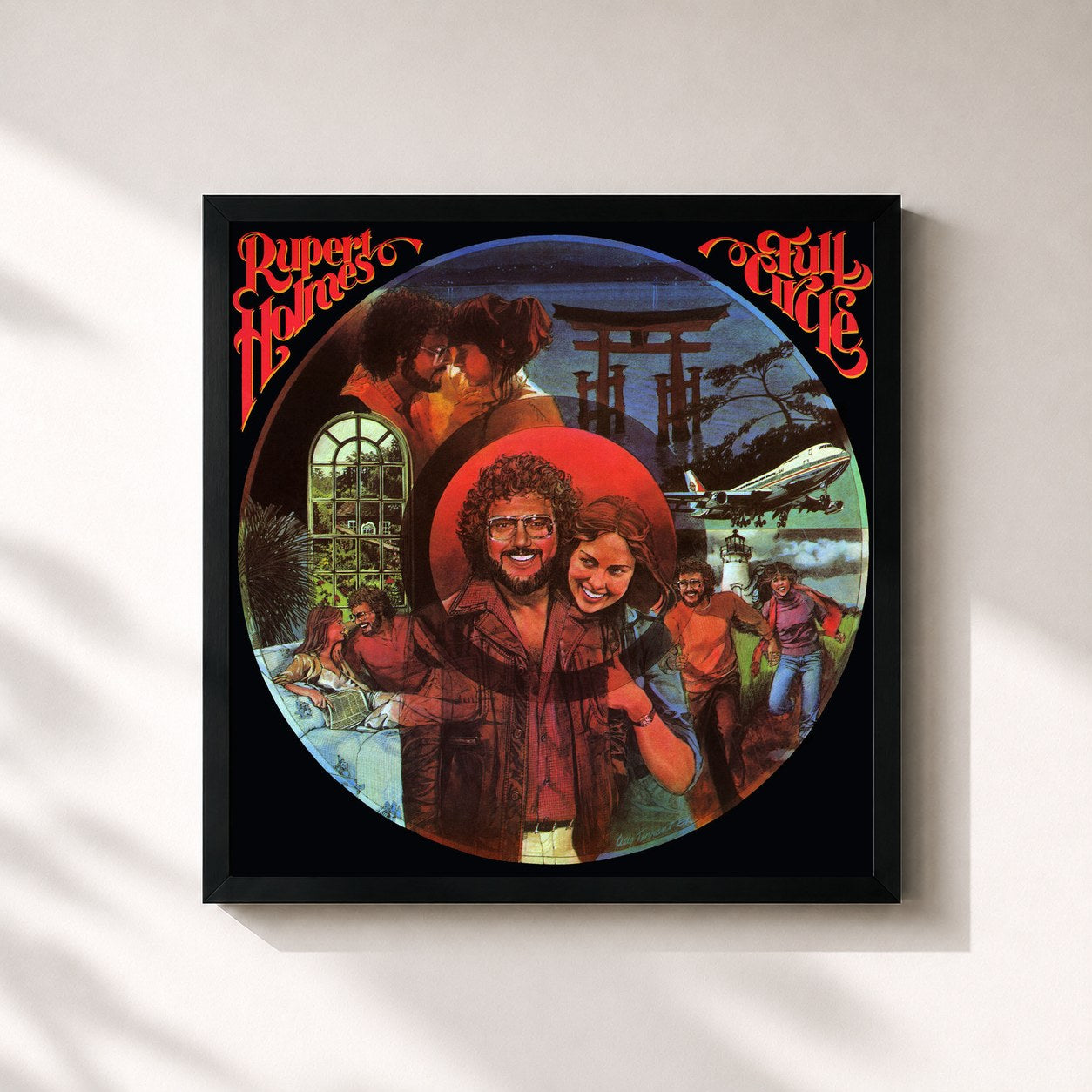 #noir Tableau carré de l'album Full Circle de Rupert Holmes, cadre noir 32x32 cm