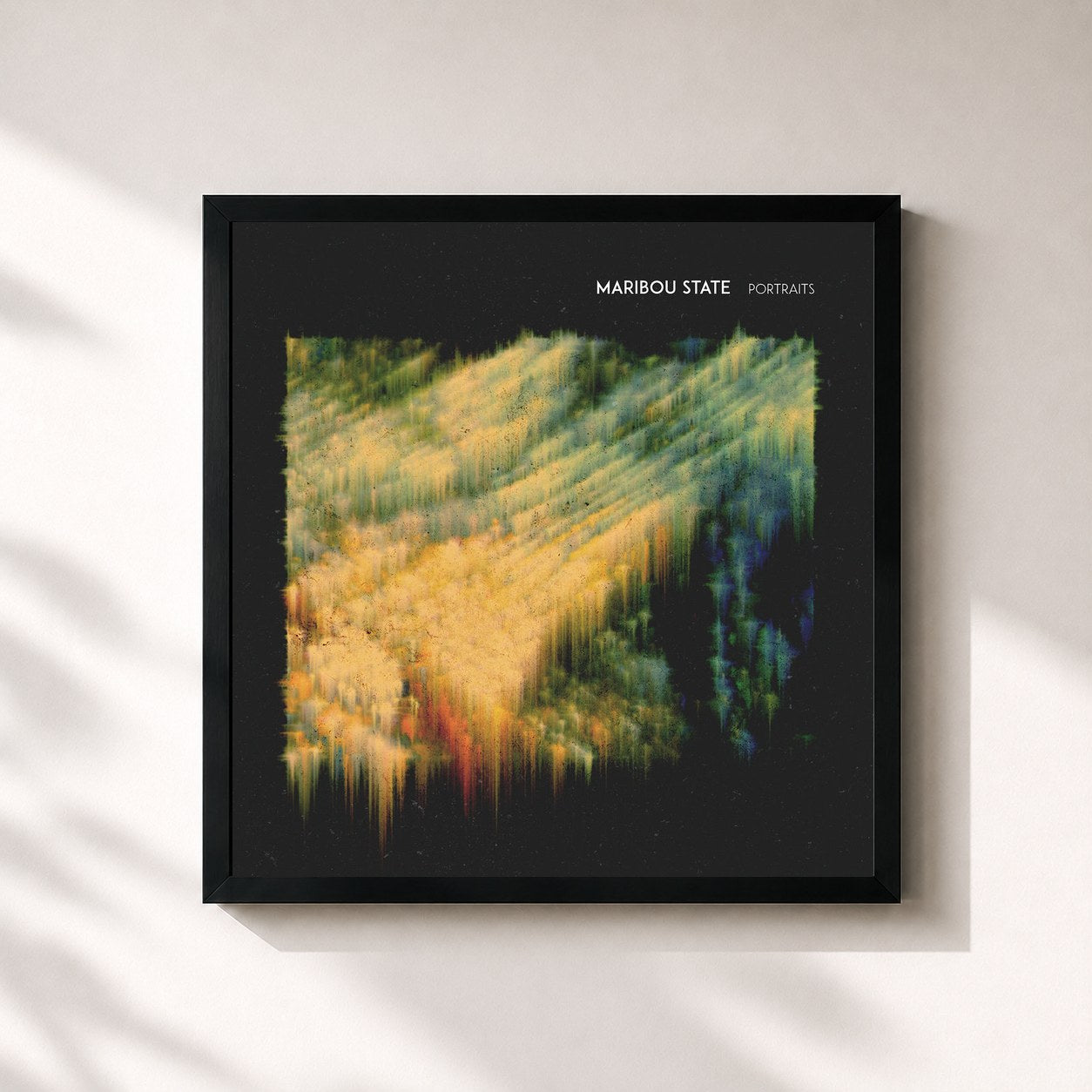 #noir Tableau carré de l'album Portraits de Maribou State, cadre noir 32x32 cm