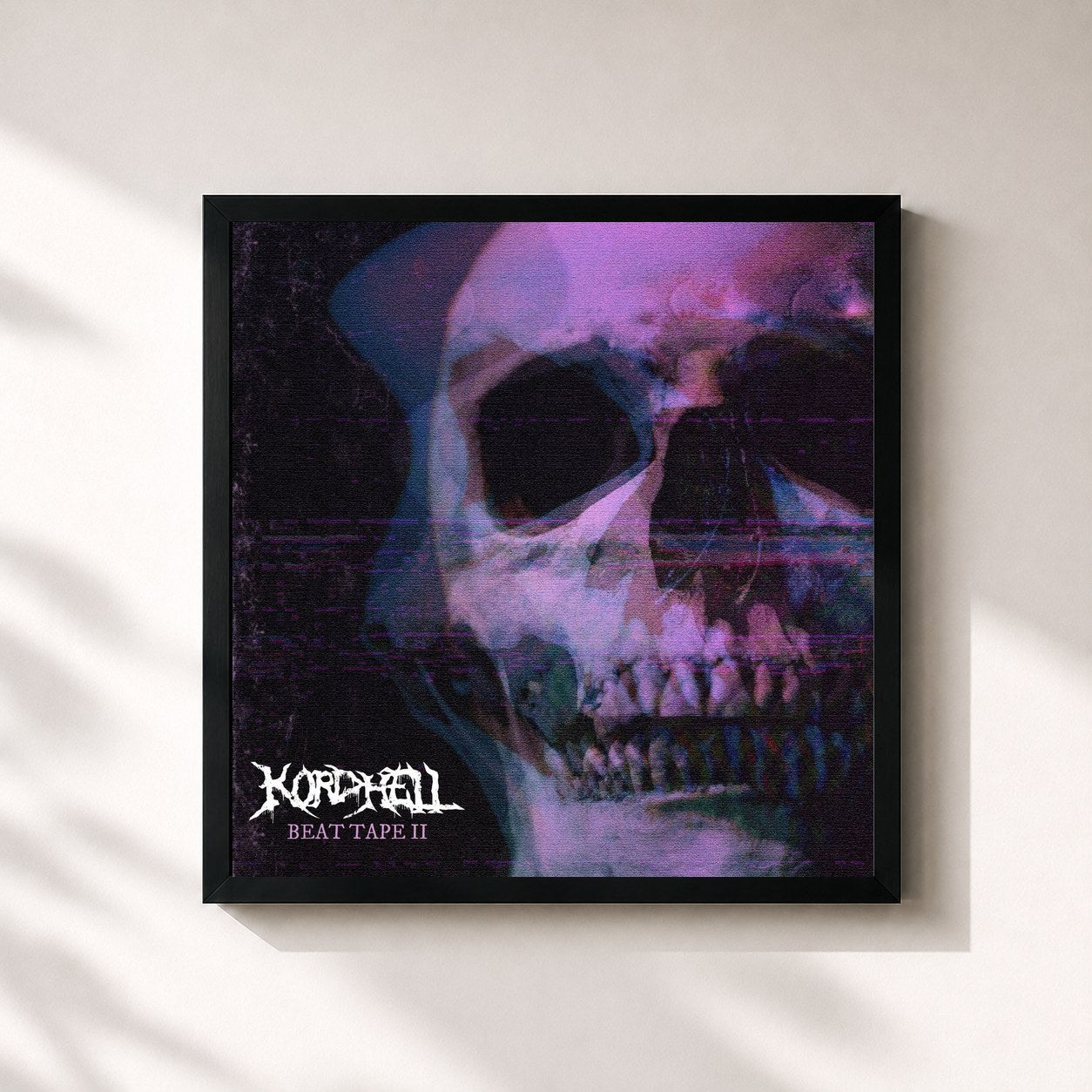 #noir Tableau carré de l'album Beat Tape 2 de Kordhell, cadre noir 32x32 cm