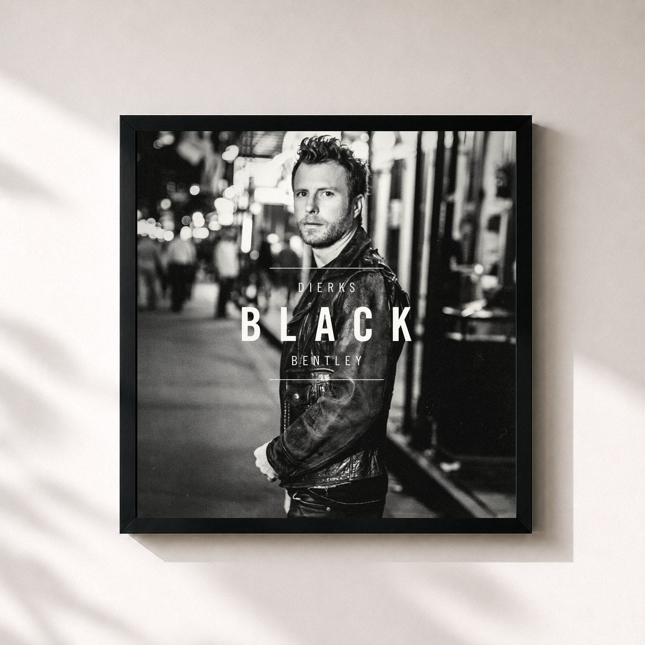 #noir Tableau carré de l'album Black de Dierks Bentley, cadre noir 32x32 cm