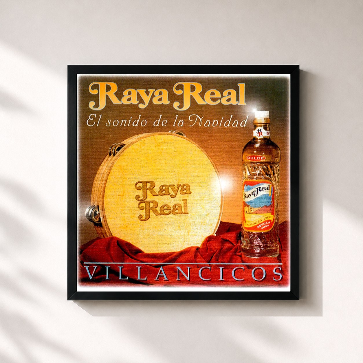#noir Tableau carré de l'album El Sonido de la Navidad. Villancicos de Raya Real, cadre noir 32x32 cm