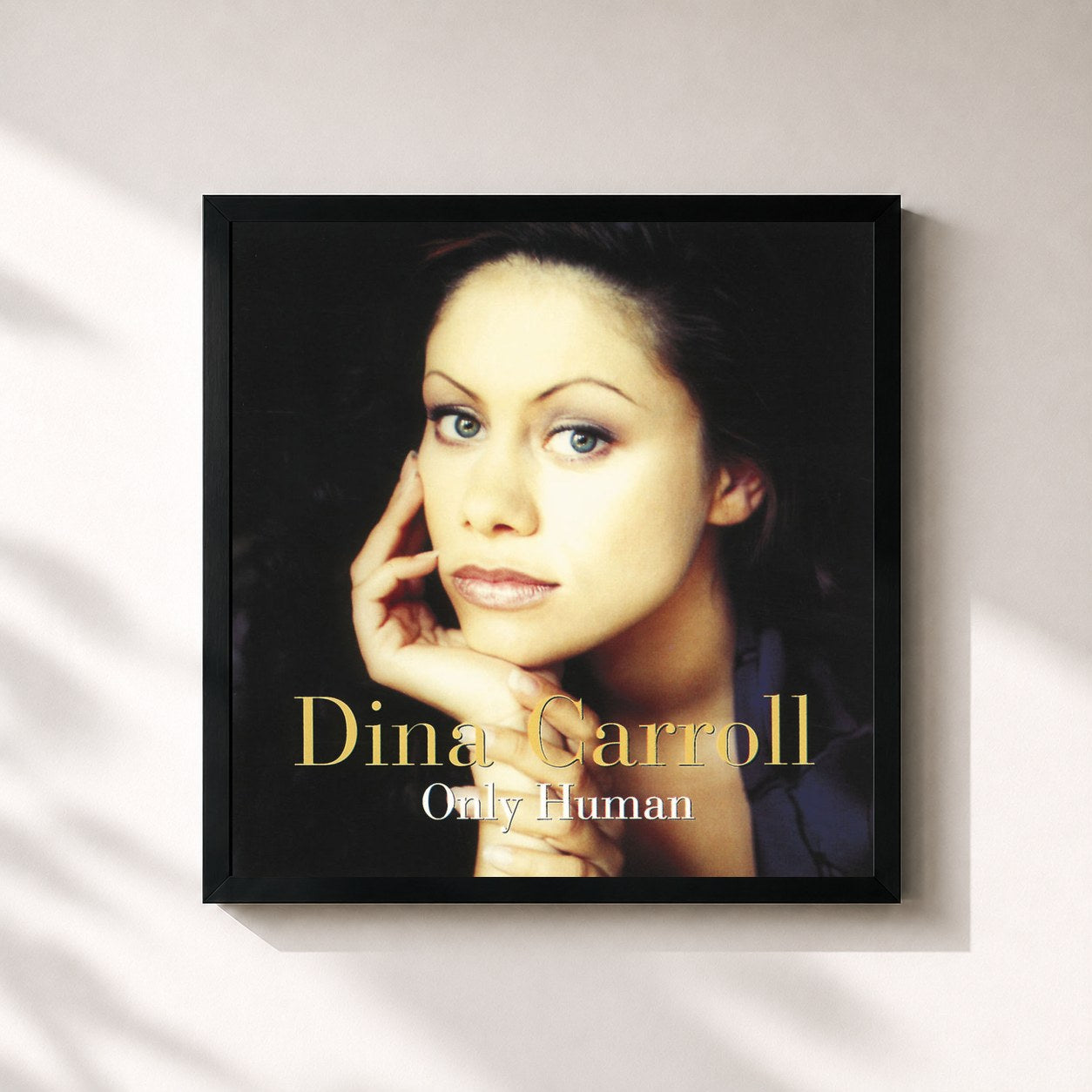 #noir Tableau carré de l'album Only Human de Dina Carroll, cadre noir 32x32 cm