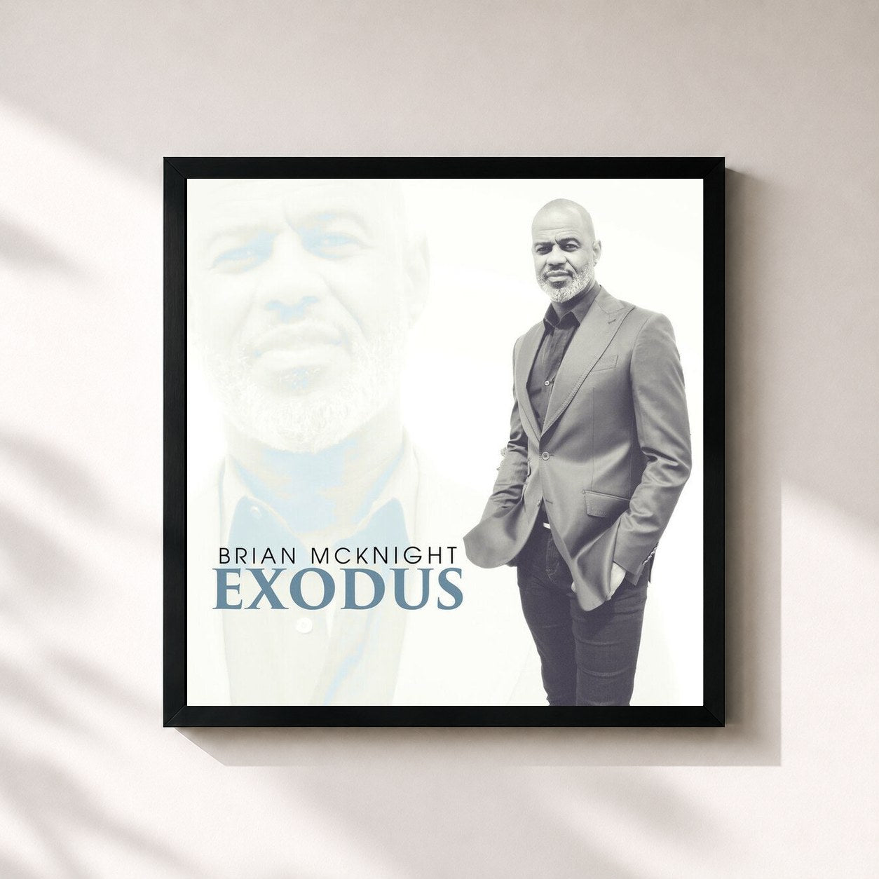 #noir Tableau carré de l'album Exodus de Brian McKnight, cadre noir 32x32 cm