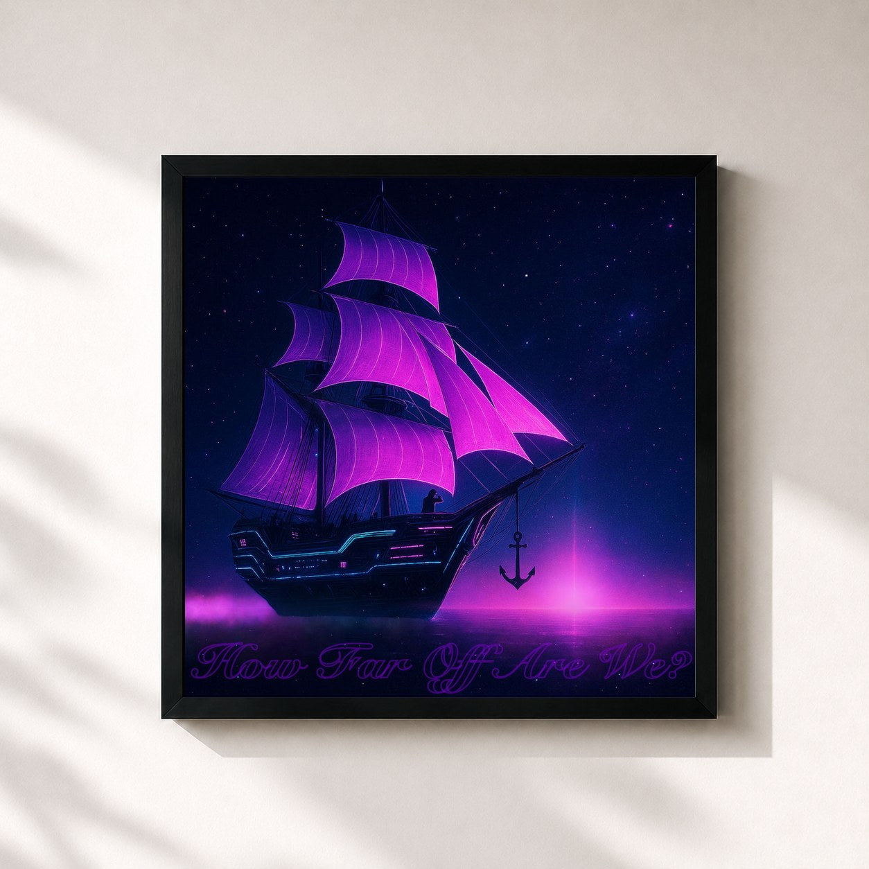 #noir Tableau carré de l'album How Far off Are We? de Michael Ray, cadre noir 32x32 cm