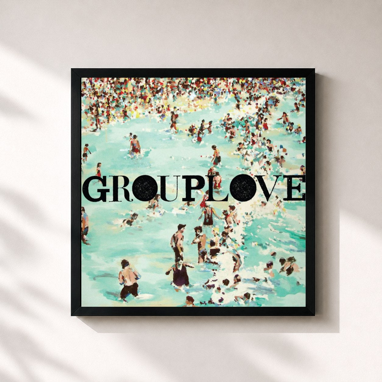 #noir Tableau carré de l'album Grouplove de Grouplove, cadre noir 32x32 cm