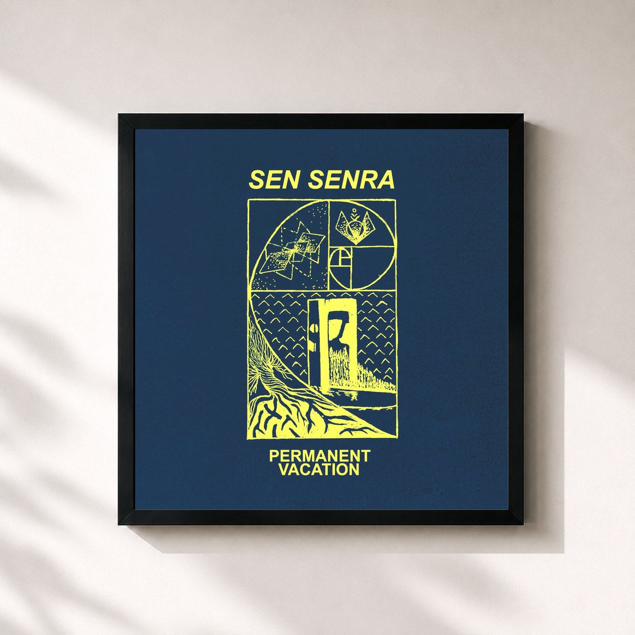 #noir Tableau carré de l'album Permanent Vacation de Sen Senra, cadre noir 32x32 cm