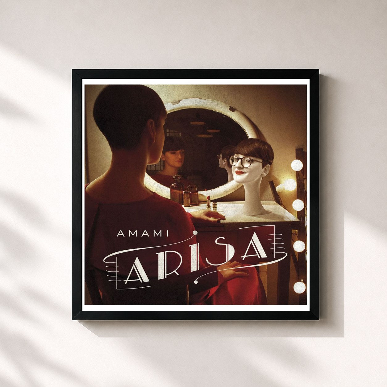 #noir Tableau carré de l'album Amami de Arisa, cadre noir 32x32 cm