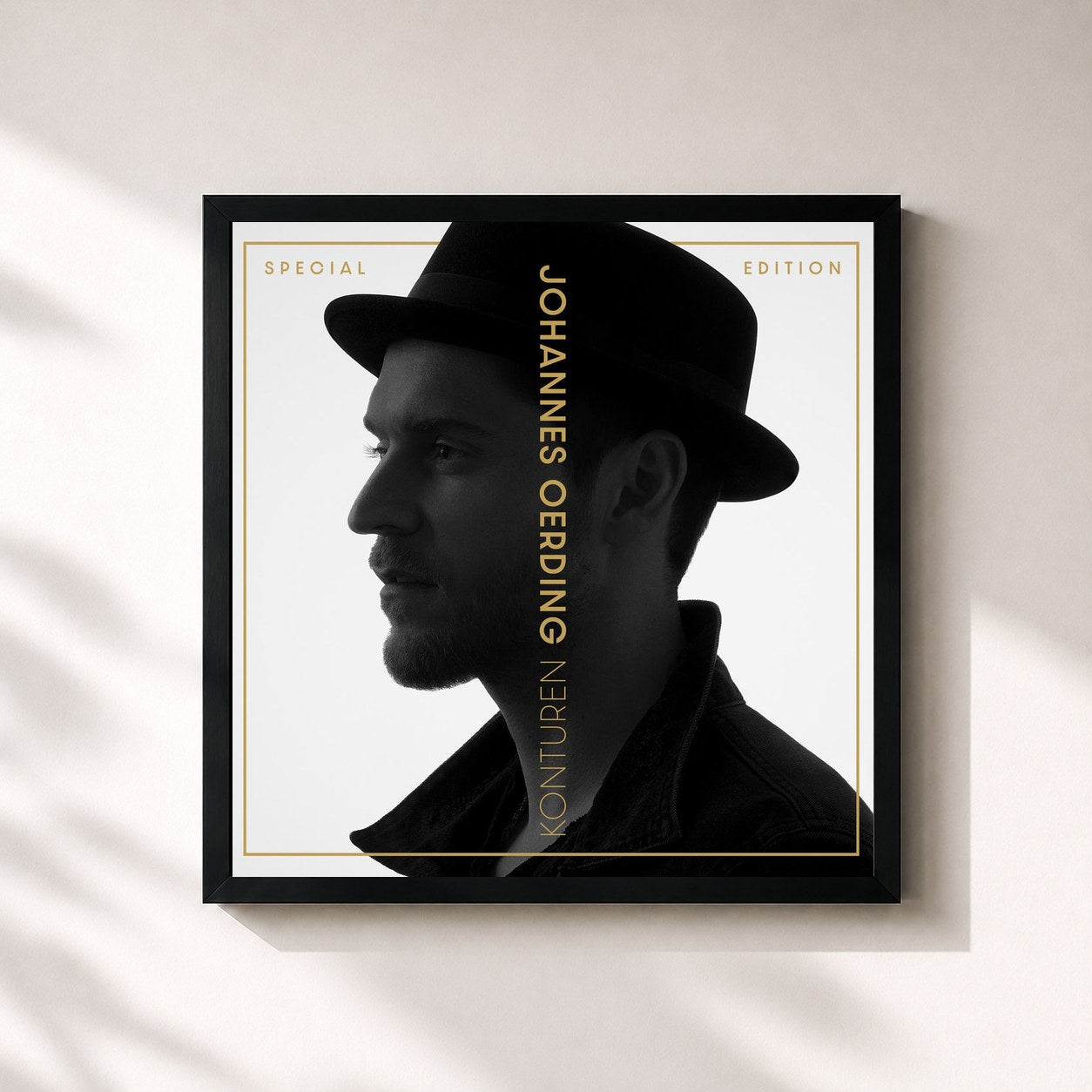 #noir Tableau carré de l'album Konturen (Special Edition) de Johannes Oerding, cadre noir 32x32 cm